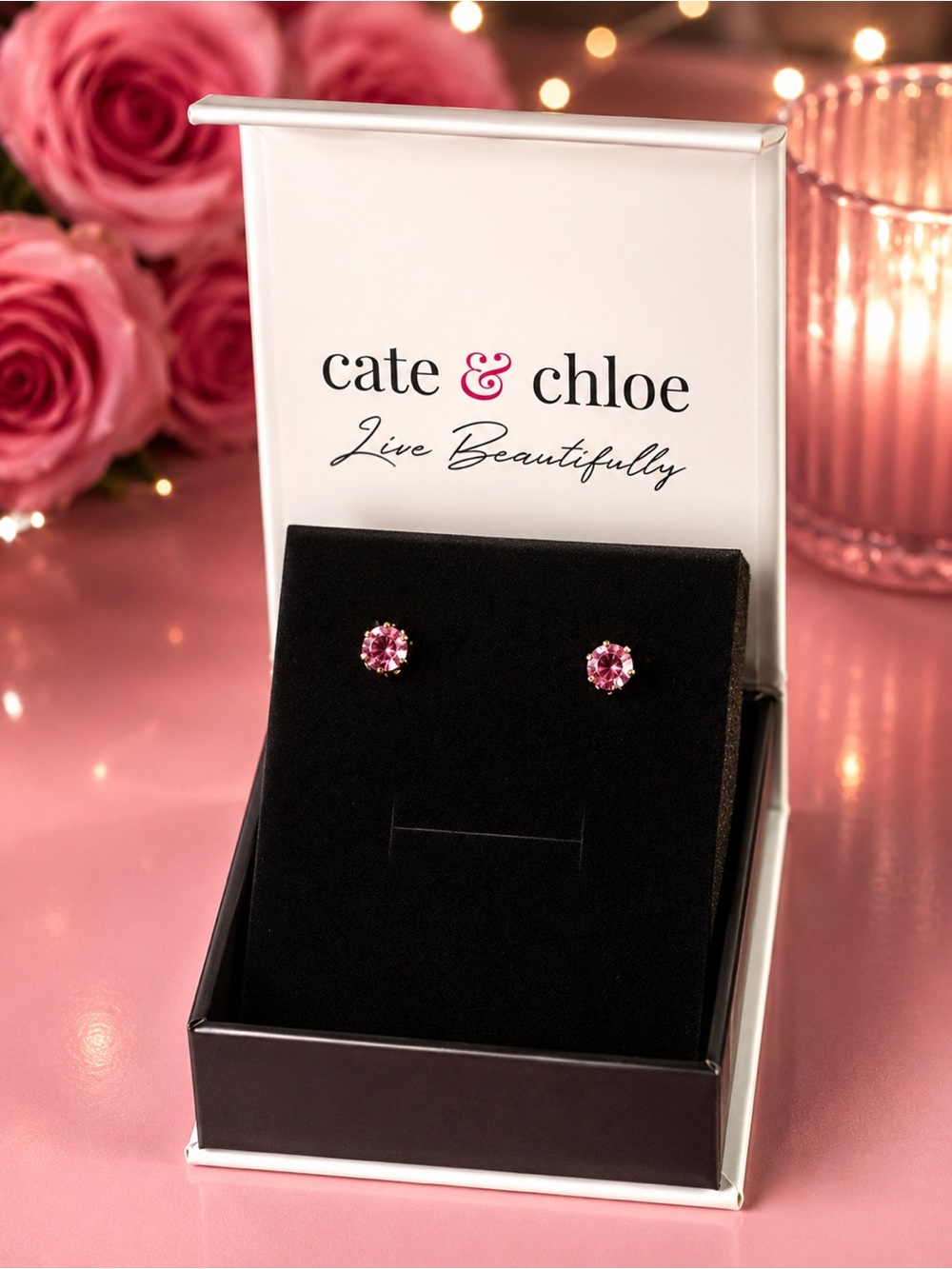 Cate & Chloe Amethyst Crystal Stud Earrings